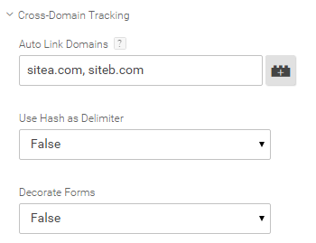GA cross-domain tracking settings