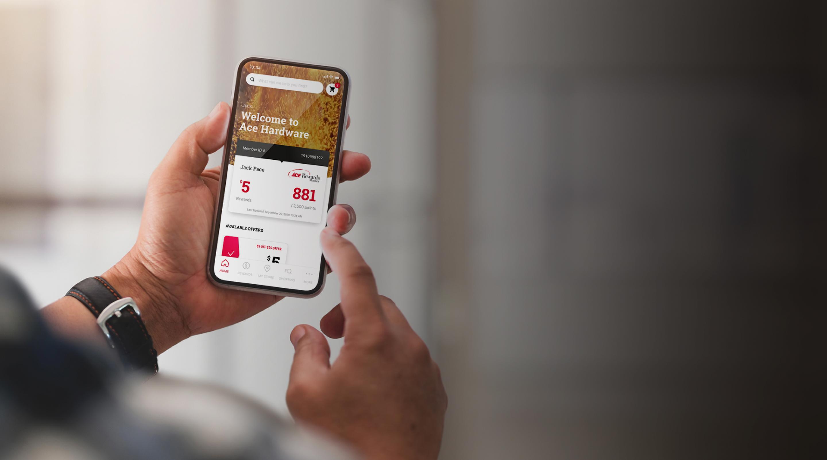 Ace Hardware Loyalty App on a Phone